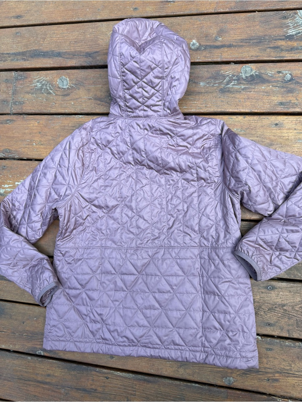 L.L. Bean womens Quilted Hooded Pullover Jacket - Dusty Mauve - Picture 4 of 4